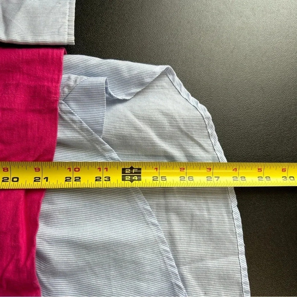 Tommy Hilfiger Women’s 1X Layered Collared Top Pink Blue Striped Preppy Casual - Picture 12 of 16